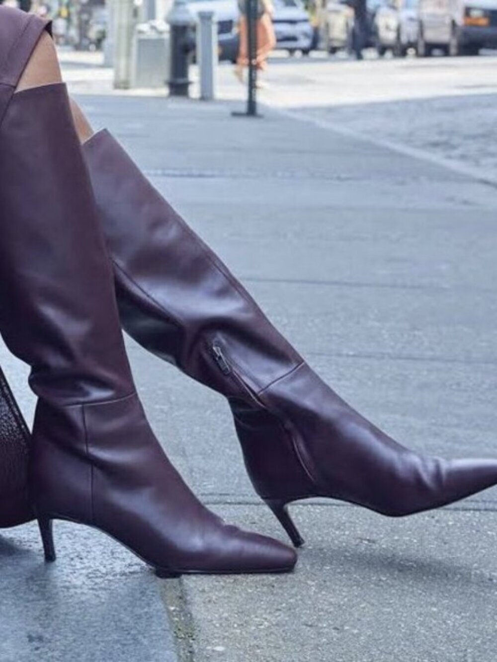 STEVE MADDEN Lingo Pointed Toe Knee High Boot in Wine Leather Size US 8 - Picture 6 of 6
